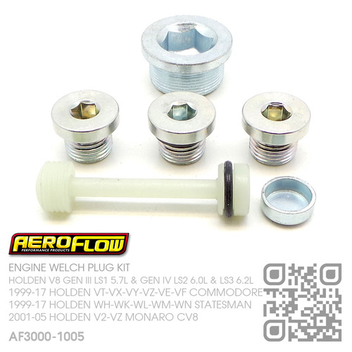 AEROFLOW ENGINE WELCH PLUG KIT [HOLDEN V8 GEN III LS1 5.7L, GEN IV LS2 6.0L & LS3 6.2L MOTOR]