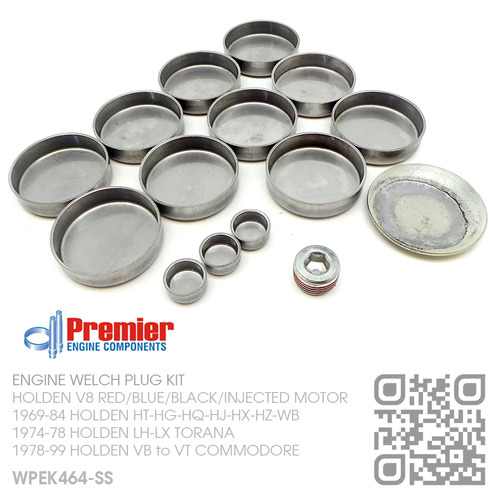 PREMIER STAINLESS STEEL WELCH PLUG KIT [HOLDEN V8 RED/BLUE/BLACK/INJECTED MOTOR]