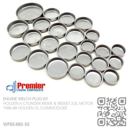 PREMIER STAINLESS STEEL WELCH PLUG KIT [HOLDEN 6-CYL RB30E & RB30ET TURBO 3.0L MOTOR]